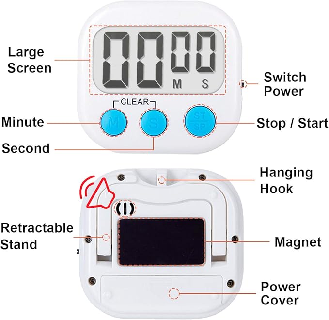 Classroom Timers for Teachers Kids Large Magnetic Digital Timer 2 Pack Blue White