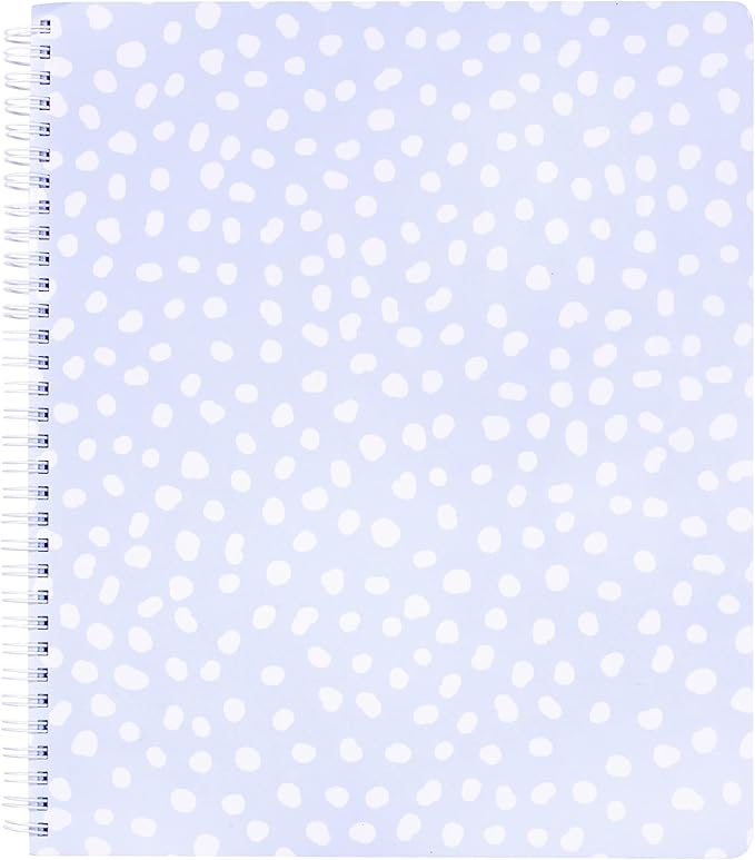 Steel Mill & Co Cute Large Spiral Notebook College Ruled, 11" x 9.5" with Durable Hardcover and 160 Lined Pages, Light Blue Dots
