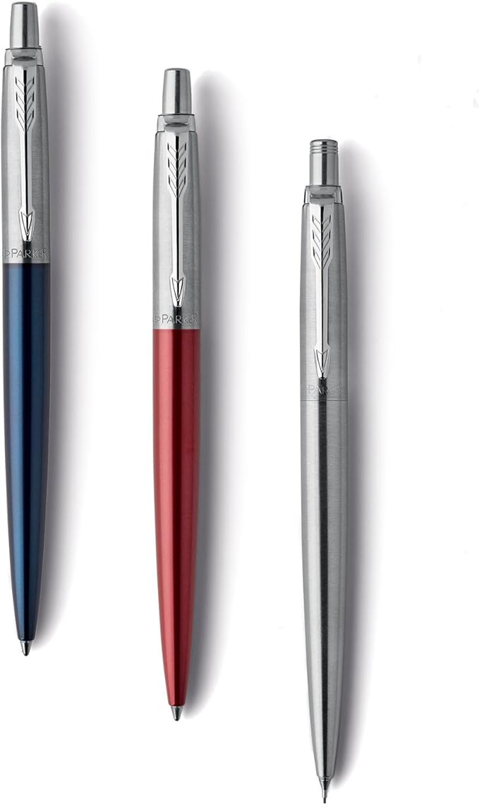 Parker Jotter London Trio Discovery Pack: Ballpoint Pen (Royal Blue), Gel Pen (Red Kensington) & Mechanical Pencil (Stainless Steel)