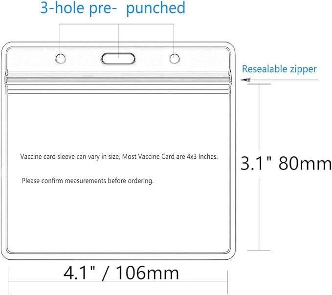 Extra Thick Horizontal ID Card Name Tag Badge Holder with Waterproof Type Resealable Zip (Horizontal 4x3, 20Packs)