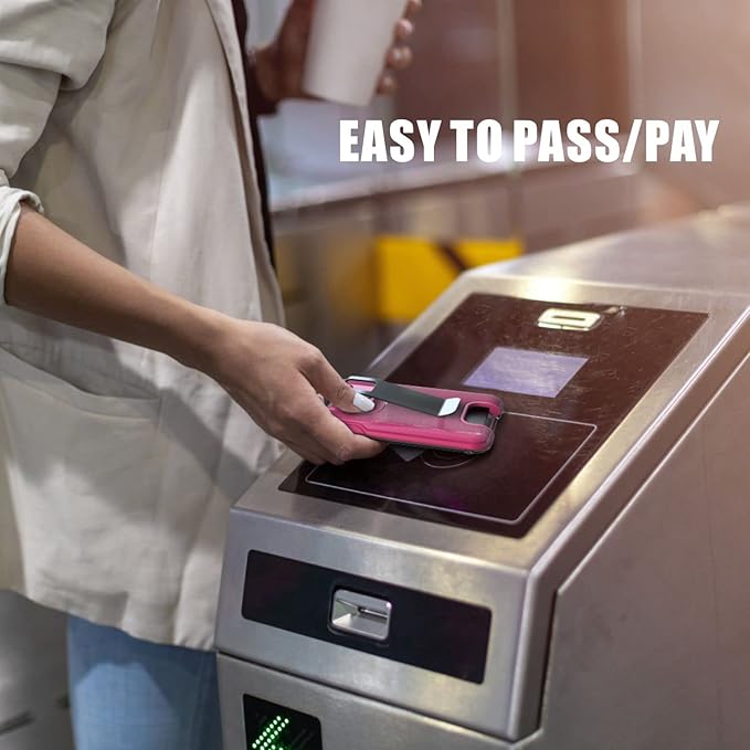 LIUGX Badge Holder, ID Card Holder with Metal Clip - Durable Polycarbonate (Holds 1 to 4 Cards), Portable Wallet for Office, Laborer, Police, Work, Hot Pink