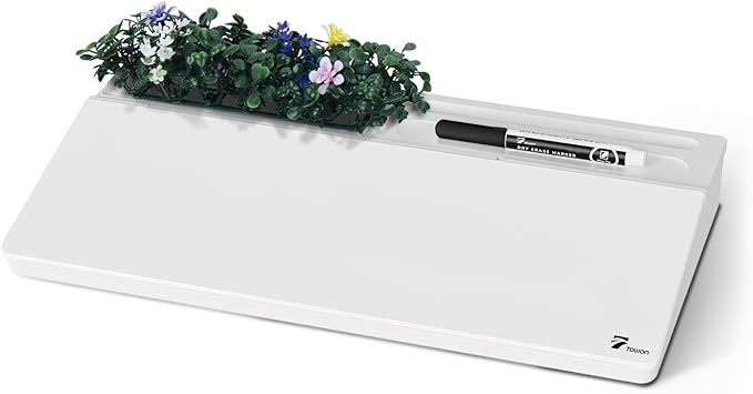 TOWON Small Desktop Whiteboard with Artificial Potted Plant & Nano Incense Stone Aromatic, Dry Erase Board for Desk Notes, Desktop Whiteboard Notepad Dry Erase with Organizer for Home Office Décor