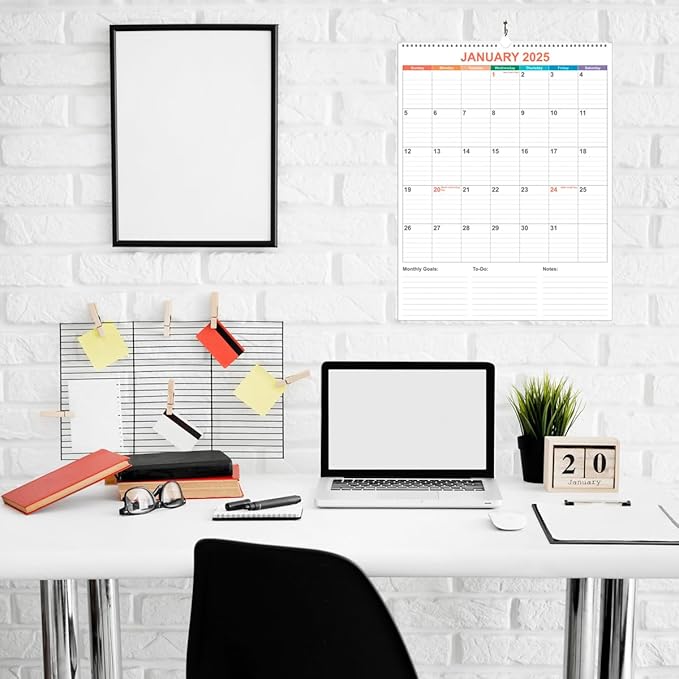 Large Calendar 2025-2026 with Spiral Bound - 18 Month Big Calendar from Jan 2025 to Jun 2026, Vertical Large Monthly Calendar 2025-2026 for Wall, Calendario 2025, 22" x 17", Colorful