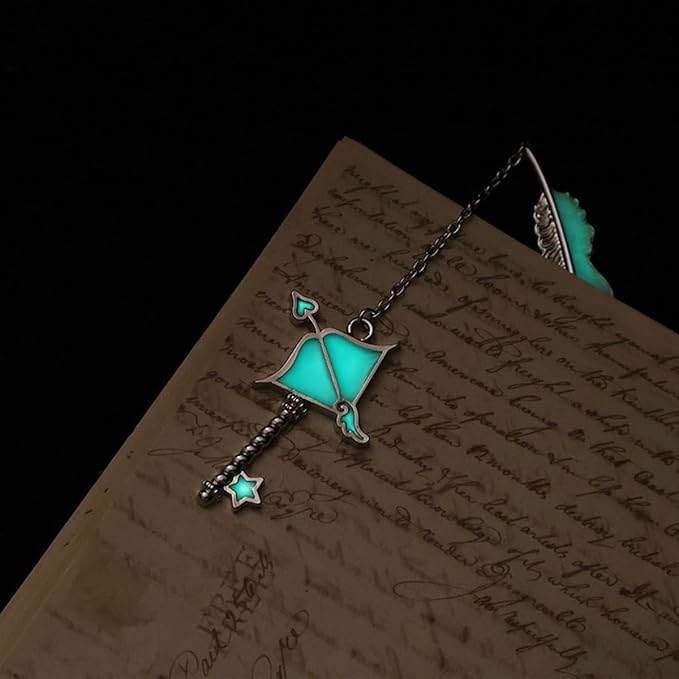 Zodiac Feather Bookmark Gifts for Women Men, Cool Metal Bookmark Glow in The Dark Sagittarius Bookmark, Luminous Star Sign Constellation Horoscope Bookmark Gifts