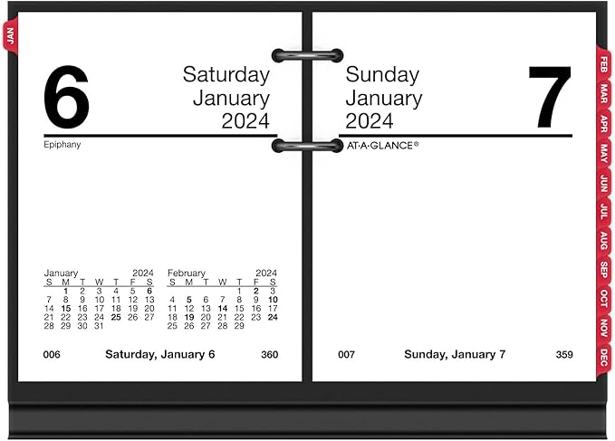 AT-A-GLANCE 2024 Daily Desk Calendar Refill, 3" x 3-3/4", Mini, Loose-Leaf (E9195024)