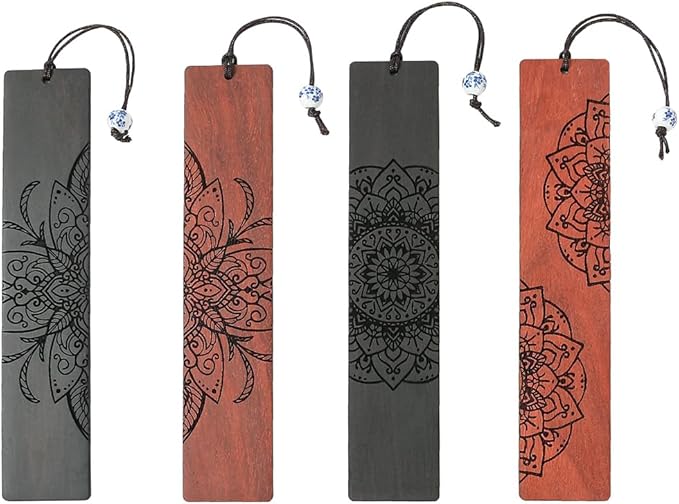 4 pcs Book Marks Set, Boho Book Markers, Bookmarks for Men Women Book Lovers Bookworm (Mandala Set)