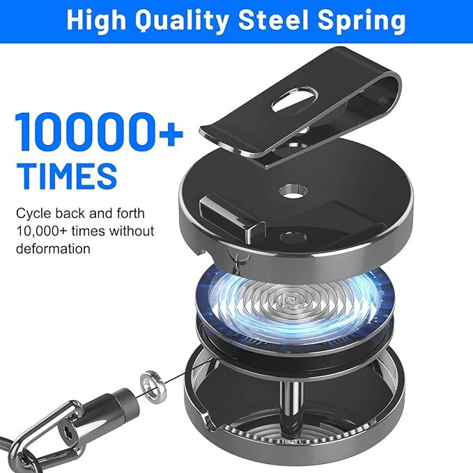 3 Pcs Heavy Duty Badge Reels Retractable Badge Holder, Selizo Metal Retractable Keychain Badge Reel ID Badge Holder Retractable with Belt Clip Key Ring for Key Name Card Holder