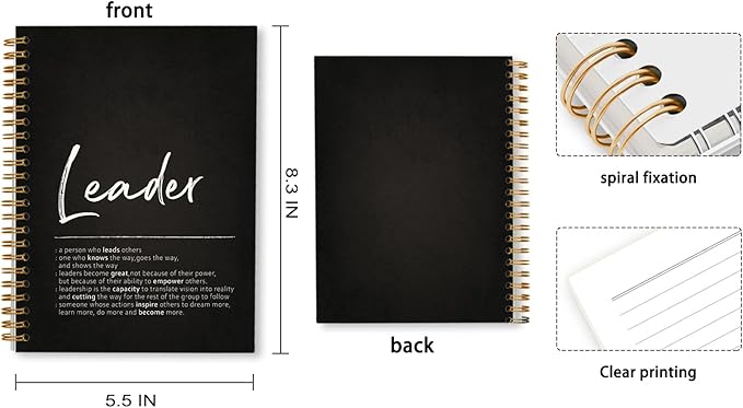 Tizzer Leader Definition Lined Hardcover College Ruled Spiral Notebook Journal for Work Notes Journaling 5.5×8.3 Inch,Leader Mentor Supervisor Appreciation Gifts,Best Leader Gifts
