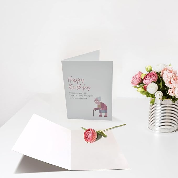 Funny Birthday Card for Women,Birthday Gift for Sister Wife Friend-You're One Year Older,There's No Hoing Back Again.Shit's Morbid as Fuck.