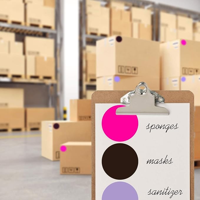 ChromaLabel 3 Inch Circle Sticker Labels, High Visibility Round Colored Stickers, Permanent Stickers - 500 Sticky Dots per Roll, Fluorescent Pink Label Stickers