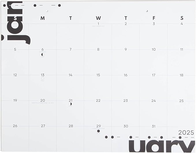 2025 Writable Edition, Oversized Monthly Wall Calendar 24.75" x 19.25", Large Writing Spaces, Holidays & Moon Phases, Hang or Use as Desk Blotter, Morse Code Inspired, MADE IN THE USA