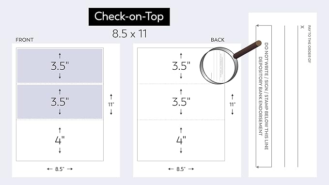 Compuchecks Check on Top Blank Check Paper - 1000 Pack, Quick-Books & Laser Printer Compatible - Security Business Checks with Voucher - 8.5" x 11" Blue/Red Prismatic