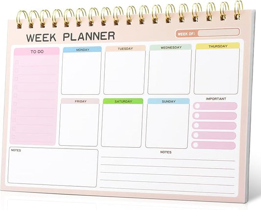 Weekly To Do List Notepad with 52 Undated Tear Off Sheets(6.5"×9.5"), Desk Notepad with Multiple Sections, Planning Notepad Calendars for Student Office and Homes