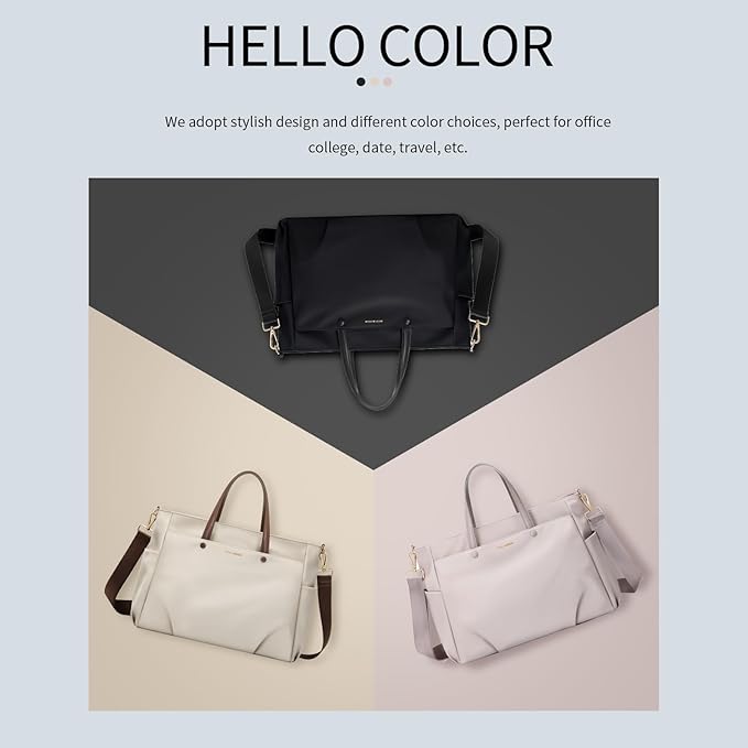 Laptop Tote Bag 15 Inch, Computer Shoulder Bag Large Work Tote Bag for Women, Laptop Carrying Case Stylish Handbag for Business Travel (Pinkish Grey)