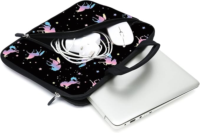 11.6" 12.2 inches Laptop Sleeve Chromebook Case Ultrabook Case Notebook Sleeve Tablet Case Neoprene Handle Sleeve for Men Women, Two Pockets Fit Apple MacBook Air Samsung Acer HP DELL(Unicorn)