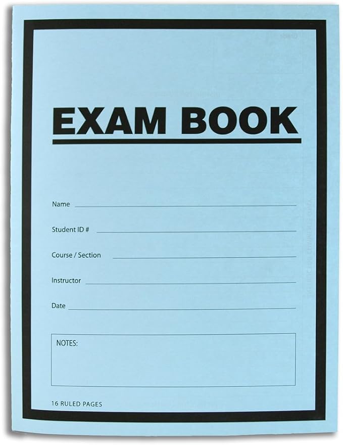 BookFactory Exam Blue Book/Blue Exam Book/Blue Test Book (5 Book Pack) (Ruled Format - 8.5" x 11" - 16 Numbered Pages) Saddle Stitched (LAB-016-7RSS (Exam Book) 5 Pack)