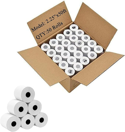 OausTect Thermal Paper Rolls 2 1/4" x 50', 50 Rolls Receipt Paper, Fits Thermal POS Printer, Cash Register, Credit Card Machine, BPA Free, White