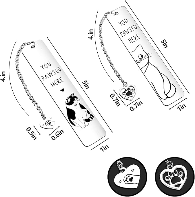 Cat Gifts for Women Men Funny Bookmarks Bulk Cat Bookmarks for Book Lovers Cat Lover Club Cute Metal Book Mark Set Birthday Gifts for Reader Coworker Friends Adults Cat Owner Lover Reading Accessories