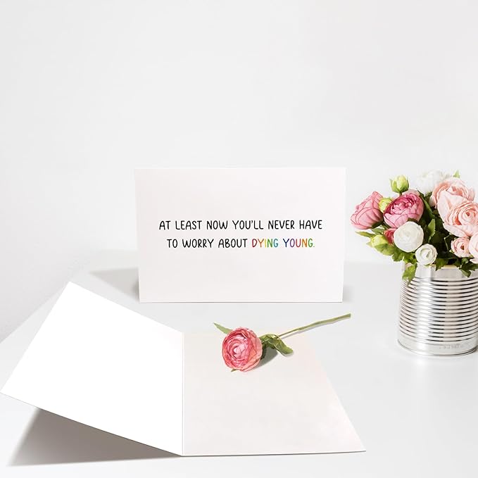 Chenive Funny Old Age Birthday Card for Men Women, Getting Older Birthday Card for Him Her, Birthday Card for Friends, Now Never Have To Worry About Dying Young