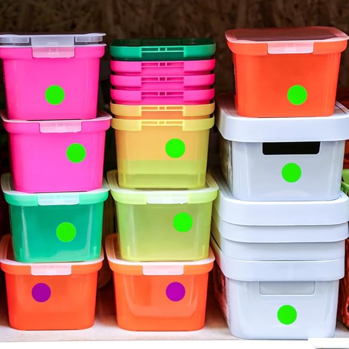 ChromaLabel 3 Inch Round Sticker Labels, High Visibility Permanent Sticky Dots Color Coding Labels, Easy to Write On Color Coded Stickers - 500 Colored Labels per Roll - Matte Finish Fluorescent Green