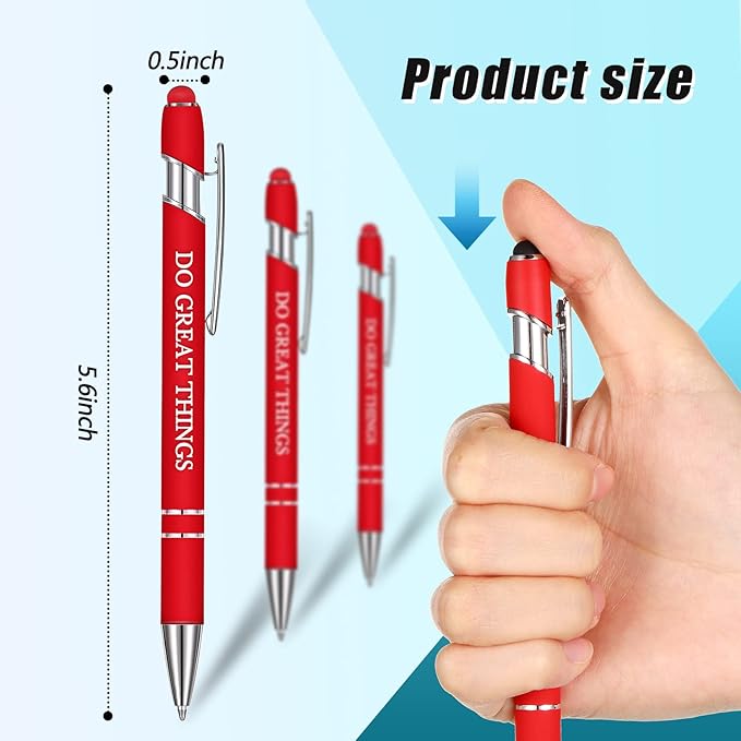 Zonon 12 Pieces Inspirational Pens Bulk Easter Basket Stuffers Motivational Quotes Ballpoint Pens with Stylus Tip Inspirational Gifts for School Office Teachers(Classic Colors,Graduation Style)