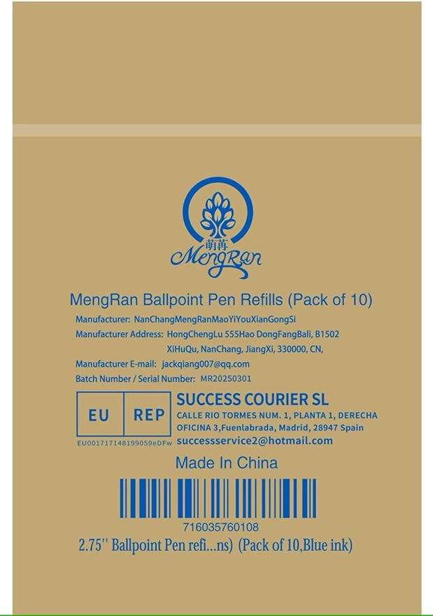2.75'' Ballpoint Pen Refills,Standard D1 Ballpoint Pen Refill (Remove Blue Cap),Compatible with Swarovski Pen Refills (Blue Ink,Pack of 10)