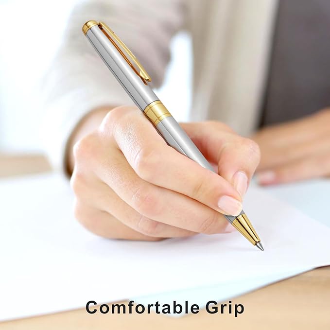 Cambond Ballpoint Pens Ink Pens - Gold Pen Bulk Pens Gift for Men Women Police Retractable Smooth Writing Pens Pack Black Ink 1.0 mm Medium Point,3 Pens with 3 Refills (Gold)