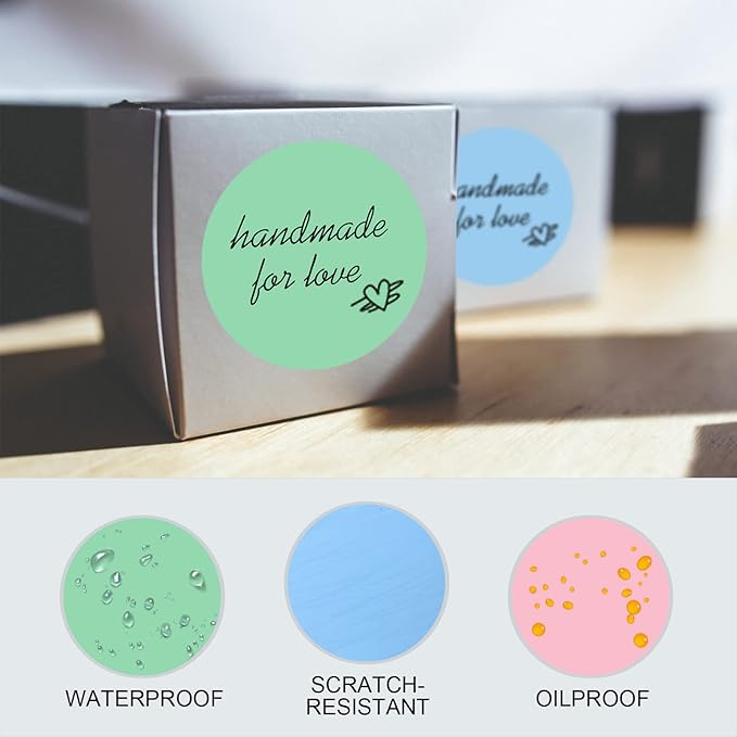 Misofuki 2" 750 Labels Green Circle Direct Thermal Stickers Labels Roll Compatible with Zebra, Rollo, MUNBYN, Self-Adhesive Round Direct Thermal Labels