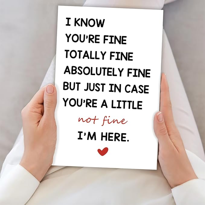 Funny Encouragement Greeting Cards for Women Men, Thinking of You Cards for Husband Wife, Get Well Soon Card, You’re Totally Fine I’m Here for You Card