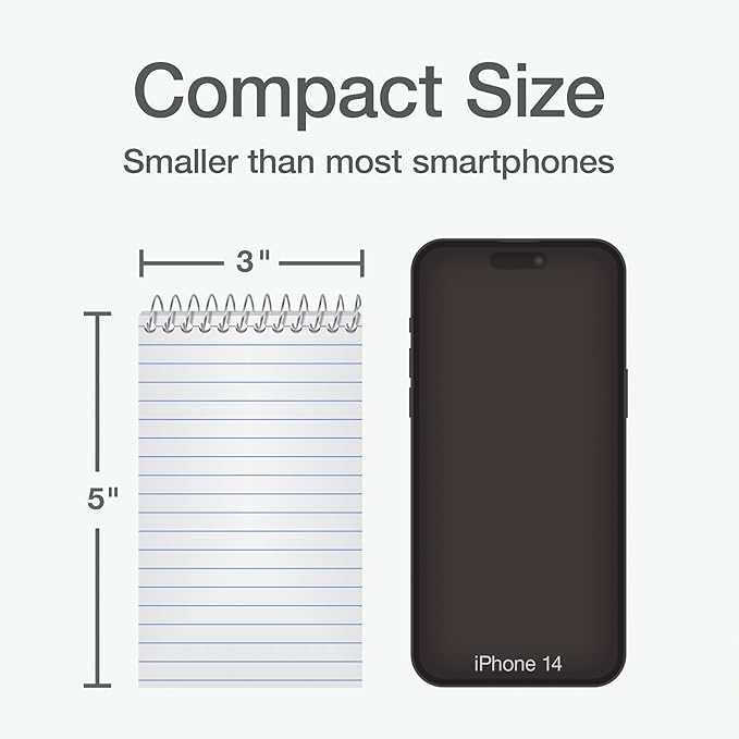 Oxford Spiral Memo Pads, Top Wire Bound, 3 x 5 Inch Pocket Notepad, College Ruled, 6 Assorted Pastel Colors, 75 Sheets, 12 Pack (25093)