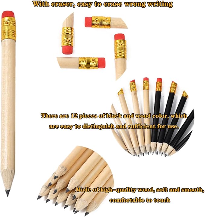 Golf Pencils Bulk,Pre Sharpened Pencils, Mini mall Pencils,Baby Shower Pencils Bridal Shower Pencils Half Pencils(24Pcs)