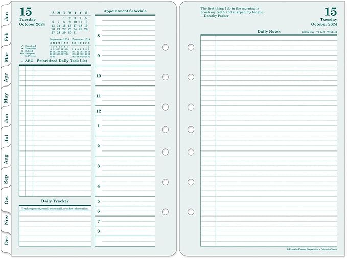 FranklinCovey - Original Two Page Per Day Ring-Bound Planner (Classic, Oct 2024 - Sep 2025)