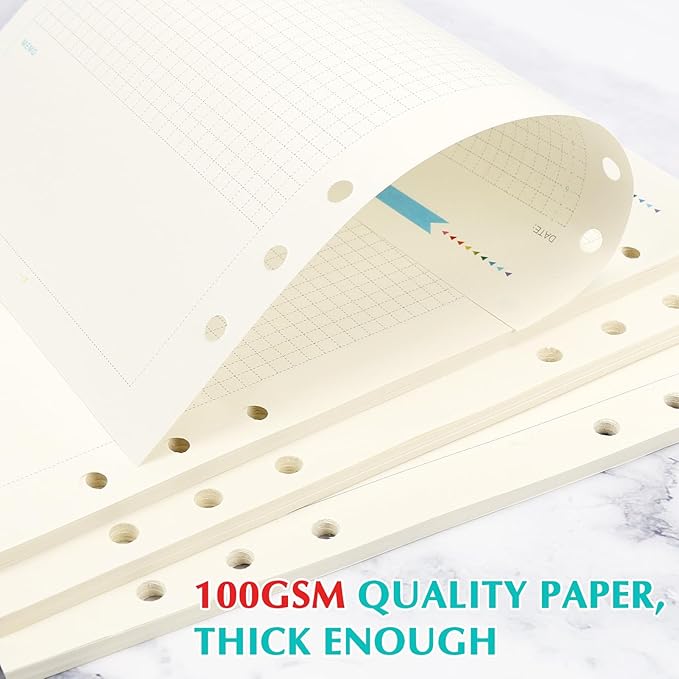 A5 Loose Leave Paper, To Do List/Daily/Week/Month Plan Binder Planner Refills Paper For A5 Ring Binder Notebook,160 Sheets (320 Pages) 6-Hole Notebook Inserts
