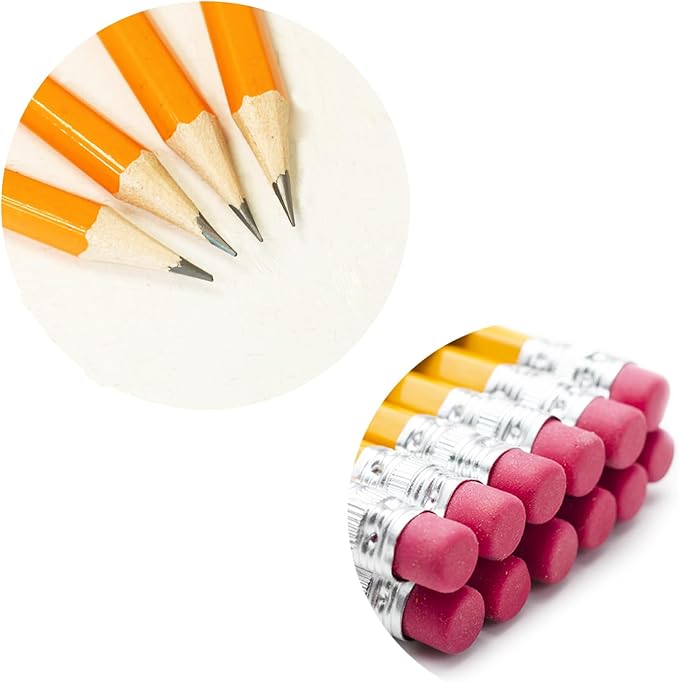 SKKSTATIONERY 50 Pcs Pre-sharpened pencils, Pencils Sharpened with eraser top, #2 HB pencil, 50/box