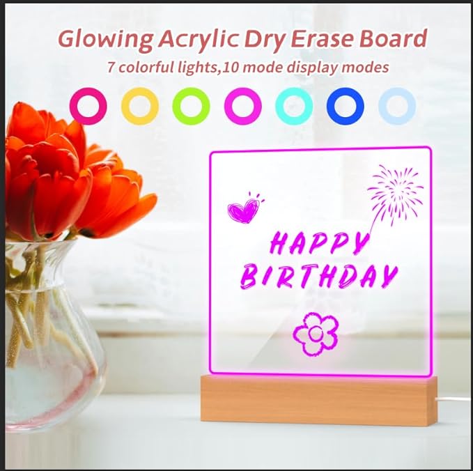 Gifts for Women Men Girls-Personalized DIY Night Light Message Board with Erasable Pen,Room/Home/Office Décor,Best Gift for Mother's Day/Father'sday/Birthday/Wedding/Anniversary