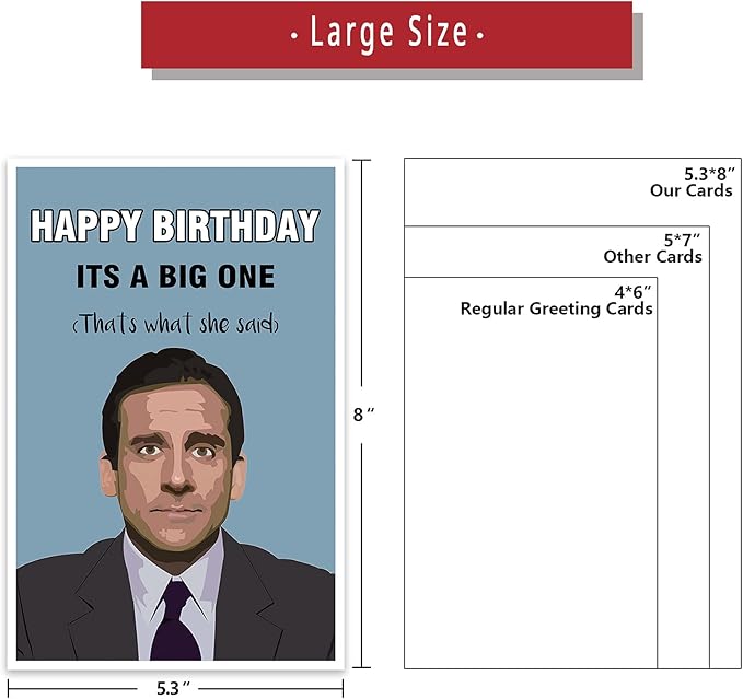 Ziwenhu Happy Birthday Card for Him, Funny Birthday Gifts for Women, Michael Scott Bday Card for Her, The Office Birthday Card for Friend