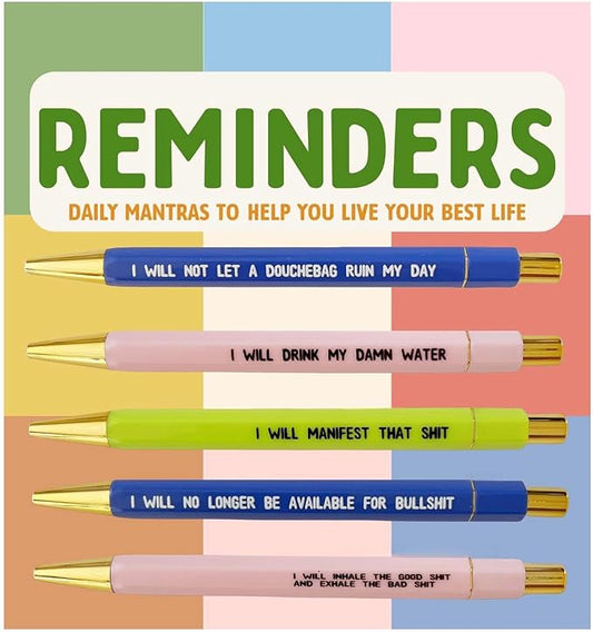 Jxueych Funny Pens 5-Count, Black Ink,Medium Nib 1.0mm, Funny Office Gifts for Coworkers, Personalized Pens Vibrant Funny Quotes Swear Word Daily Pen Set (O)