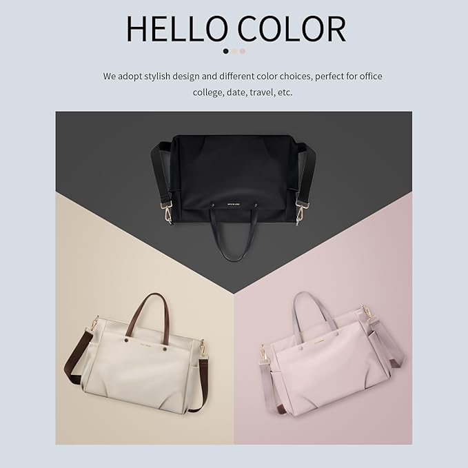 Laptop Shoulder Bag 14 Inch, Computer Shoulder Bag Large Work Tote Bag for Women, Laptop Carrying Case Stylish Handbag for Business Travel (Apricot)