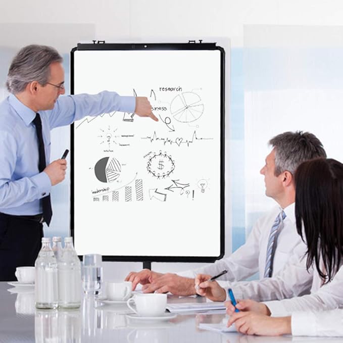 VIZ-PRO ECO Magnetic Mobile Whiteboard/Flipchart Easel, Black, 28 X 40 Inches