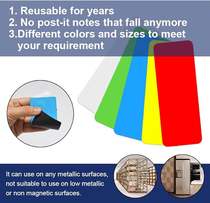 Dry Erase Magnetic Labels 3.1x1.2 Inch, Reusable Magnetic Labels for Whiteboards Locker School Classroom Office Home,Pack of 40