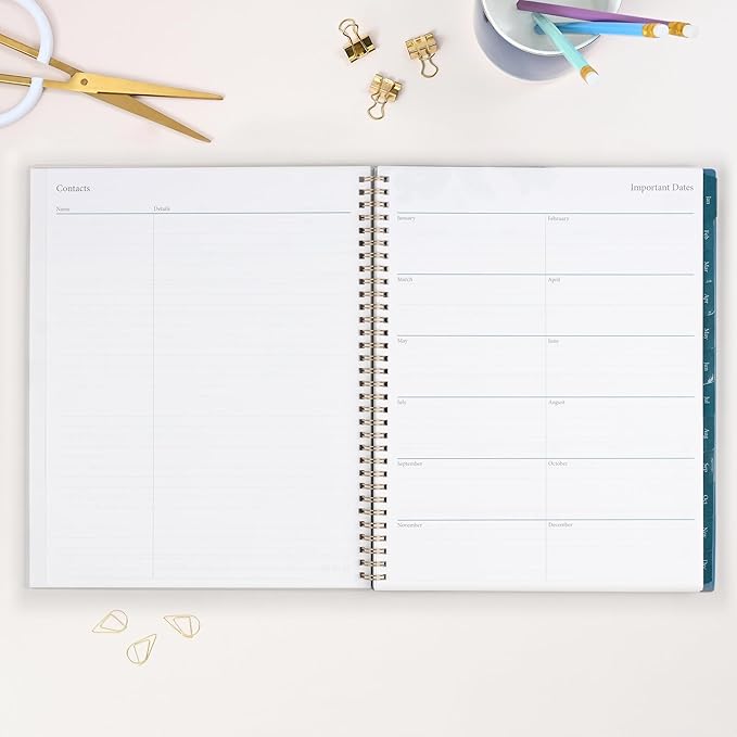 Blue Sky 2024 Weekly and Monthly Planner, January - December, 8.5" x 11", Frosted Cover, Wirebound, Bakah Blue (137261-24)