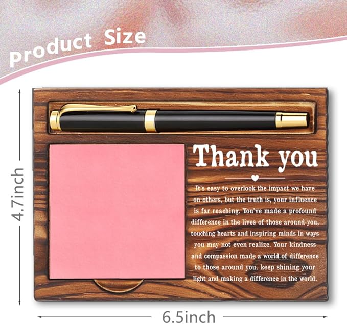 Thank You Gifts Sticky Note Holder, Thank You Appreciation Gift for Coworker Psychologist Boss, Inspirational Motivational Quote for Desk Self-Stick Note Pad Holders YB358
