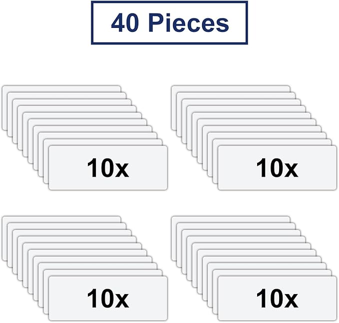 Dry Erase Magnetic Labels 3.1x1.2 Inch White, Reusable Magnetic Dry Erase Labels for Whiteboards,Pack of 40