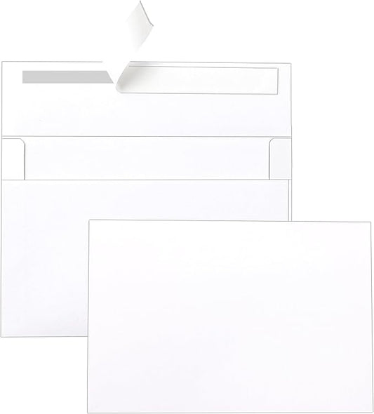 White Blank Flat Cards and Envelopes 4 x 6 Heavyweight Single Panel Cardstock and A4 Envelopes Printable Self Seal 20 Packs for DIY Wedding Invitations, Birthday, Thank You Cards, Graduations
