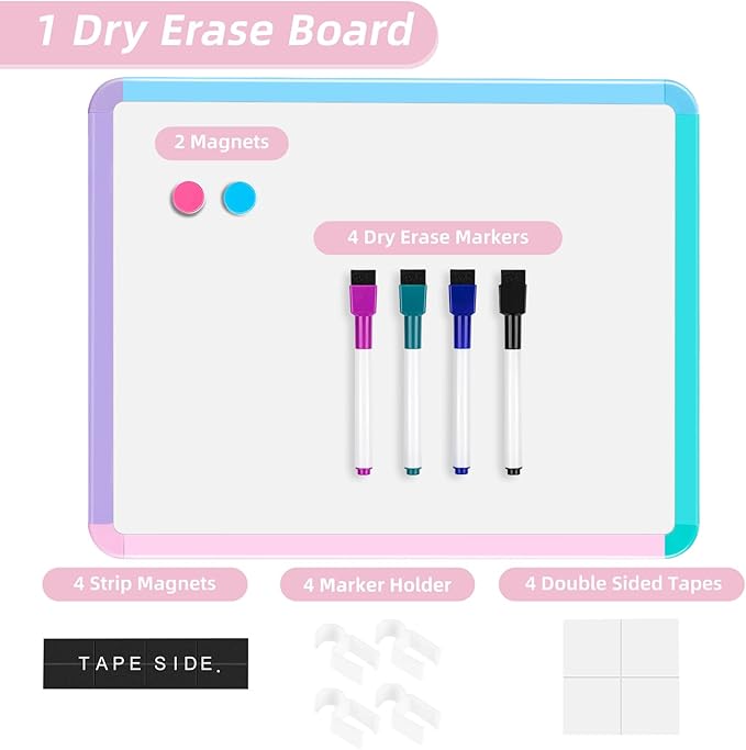 VUSIGN Small White Board Dry Erase, 11''x14'' Magnetic Dry Erase Board, Mini Whiteboard with Markers for Kids, Students, Fridge, Wall, Locker