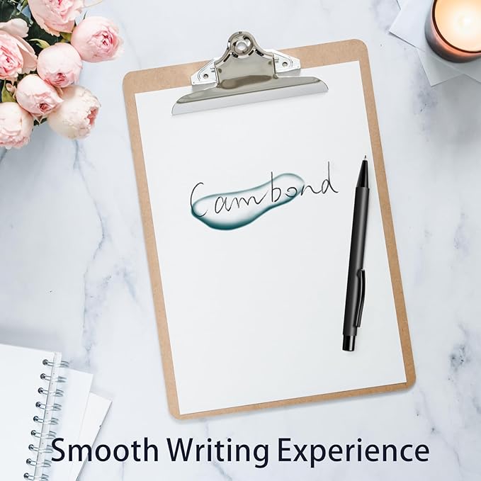 Cambond Ballpoint Pens Black Pens - Metal Pen Retractable Ink Pens for Journaling Business Police Men Flight Attendant 1.0mm Medium Point Smooth Writing, 5 Pen with 5 Refills (Black)