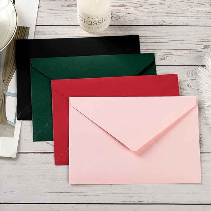 50 Pack A6 Envelopes for 4 x 6 Greeting Cards, Birthday Party, Photos, Baby Shower and Wedding Invitation Cards, 6 1/2 x 4 3/4 Inches (Dark Green)
