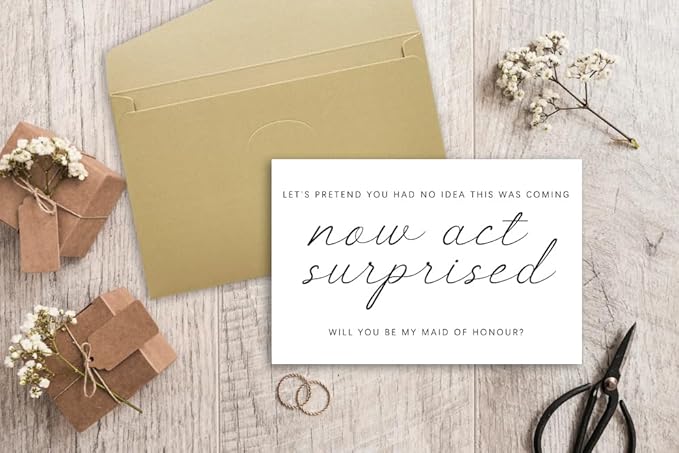 YiKaLus Wedding Maid of Honor Card, Blank Inside, 8 x 5.3 Inches, Recycled 300gsm Linen Cardstock, Sturdy Envelope