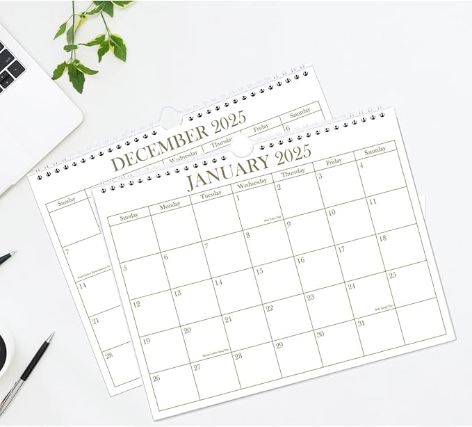 Calendar 2025-2025-2026 Wall Calendar from January 2025 - June 2026, 18 Months Calendar with Premium Paper, Twin-Wire Binding & Hanging Hook, 8.5" x 11", Golden
