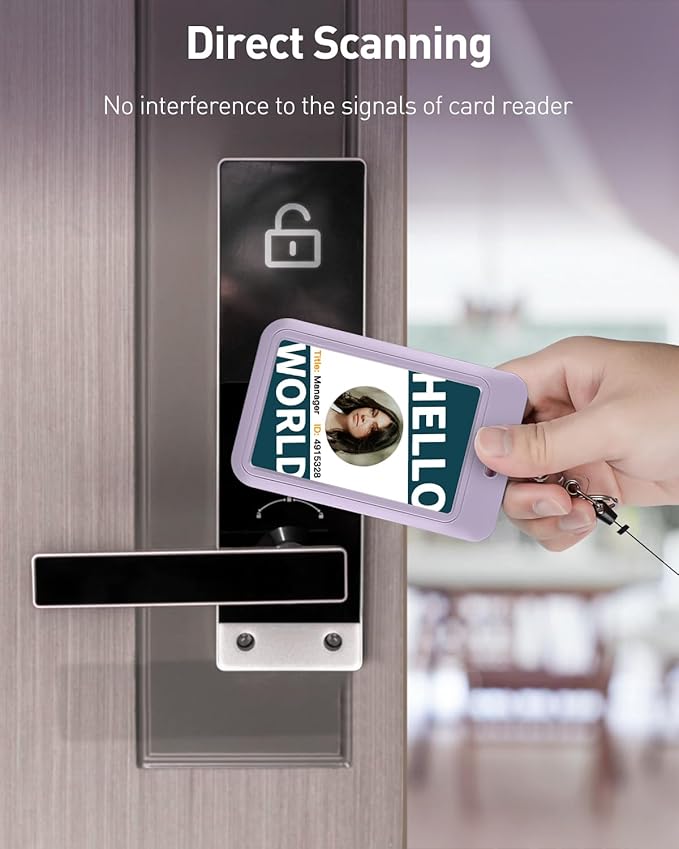 Uniclife 3 Pack Sliding ID Badge Holder Vertical Hard Plastic Case with Clear Window Light-Purple Card Protector for Office School ID Credit Cards Proximity Key Cards Driver’s Licenses and Passes